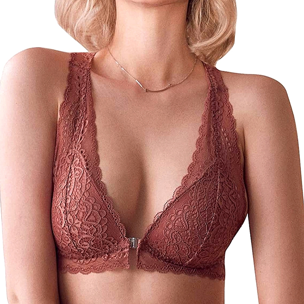 Gorrenno NWoT Floral Rose Lace Front-Close Padded Bralette sz 36 D